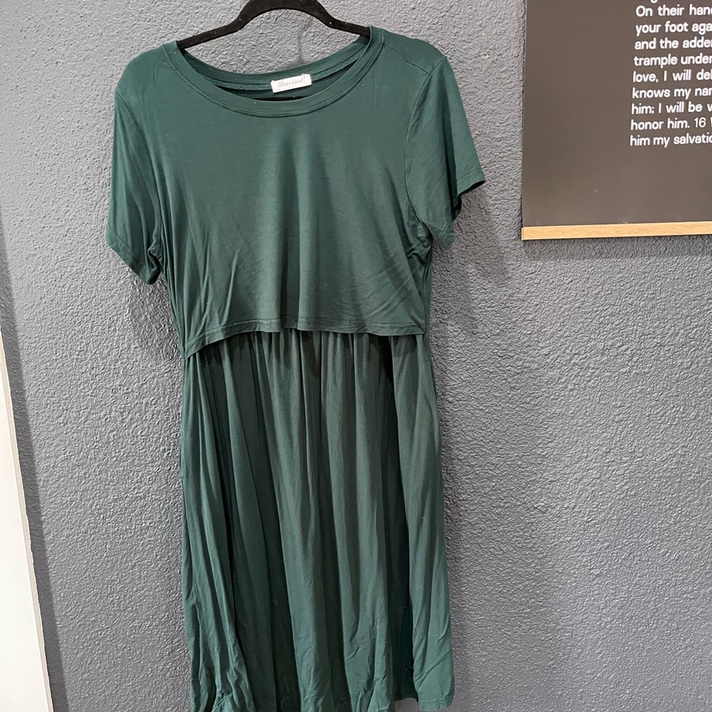 Emerald Green Midi Nursing Dress